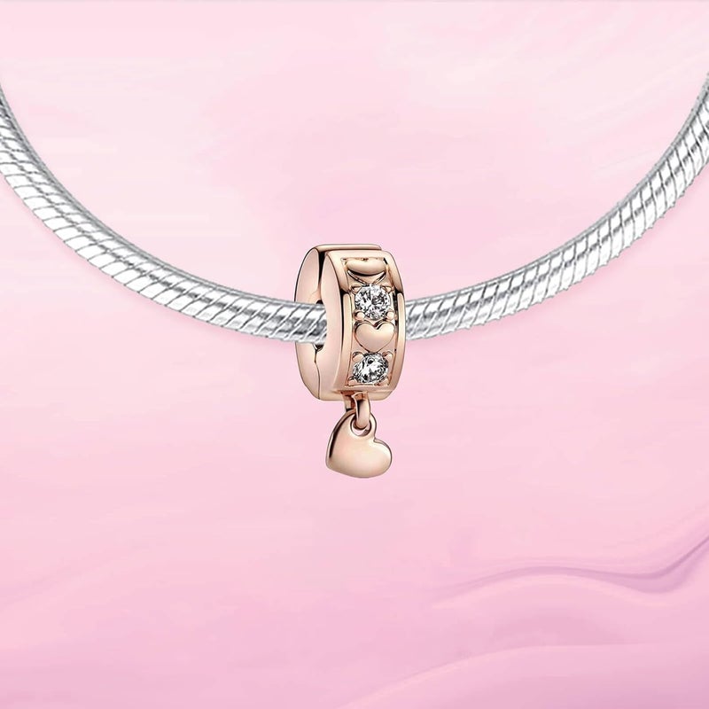 VALGACLS Mom Wife Daughter Love Heart Wedding Rings Charms 925 Sterling Silver Charms for Bracelets Necklace Valentine's Day Mother's Day Jewelry Charm for Women - Image 1
